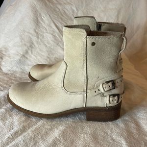 Ugg off white suede moto boots size 7